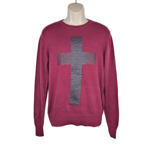 G by Guess Mens Pullover Sweater Size Medium Cross Elephant Print